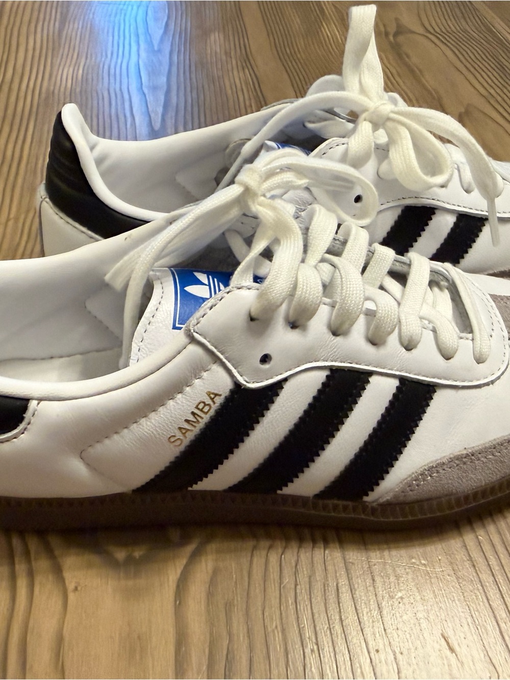 adidas Samba Men’s White & Black Leather Sneakers with Gum Sole